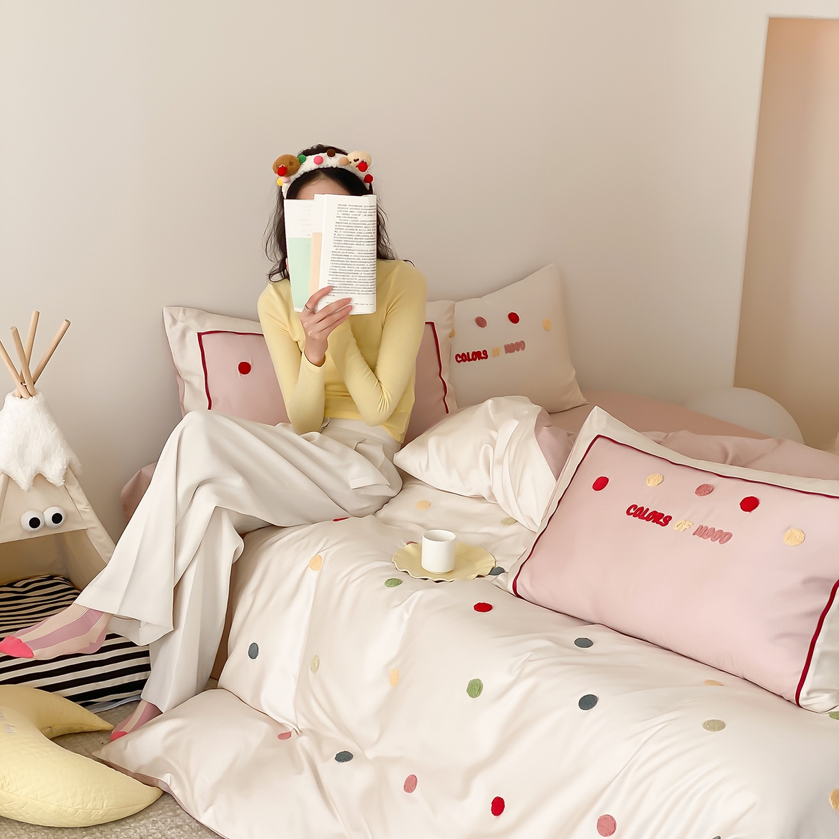 91家纺网 家纺一手货源 找家纺 时亿家居 2025新款天丝夏被四件套-缤纷彩虹糖系列 缤纷彩虹糖 -草莓味