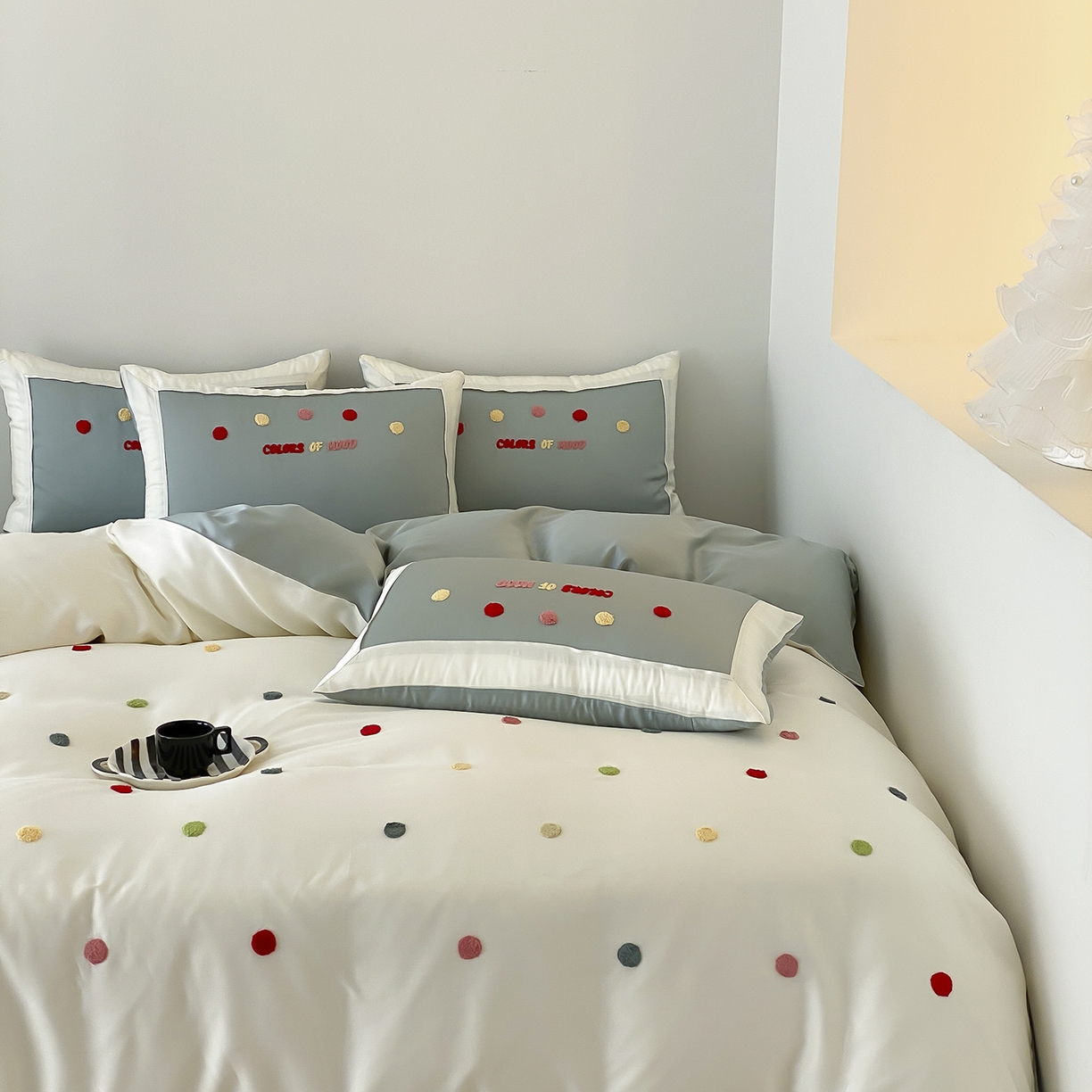 91家纺网 家纺一手货源 找家纺 时亿家居 2025新款天丝夏被四件套-缤纷彩虹糖系列 缤纷彩虹糖 -青柠