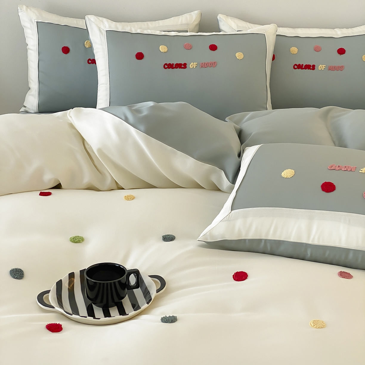 91家纺网 家纺一手货源 找家纺 时亿家居 2025新款天丝夏被四件套-缤纷彩虹糖系列 缤纷彩虹糖 -青柠