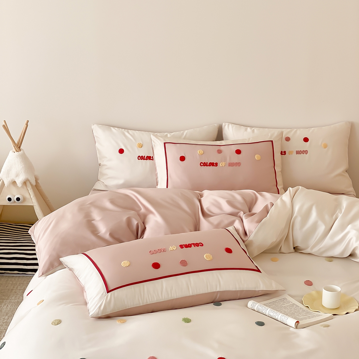 91家纺网 家纺一手货源 找家纺 时亿家居 2025新款天丝夏被四件套-缤纷彩虹糖系列 缤纷彩虹糖 -草莓味