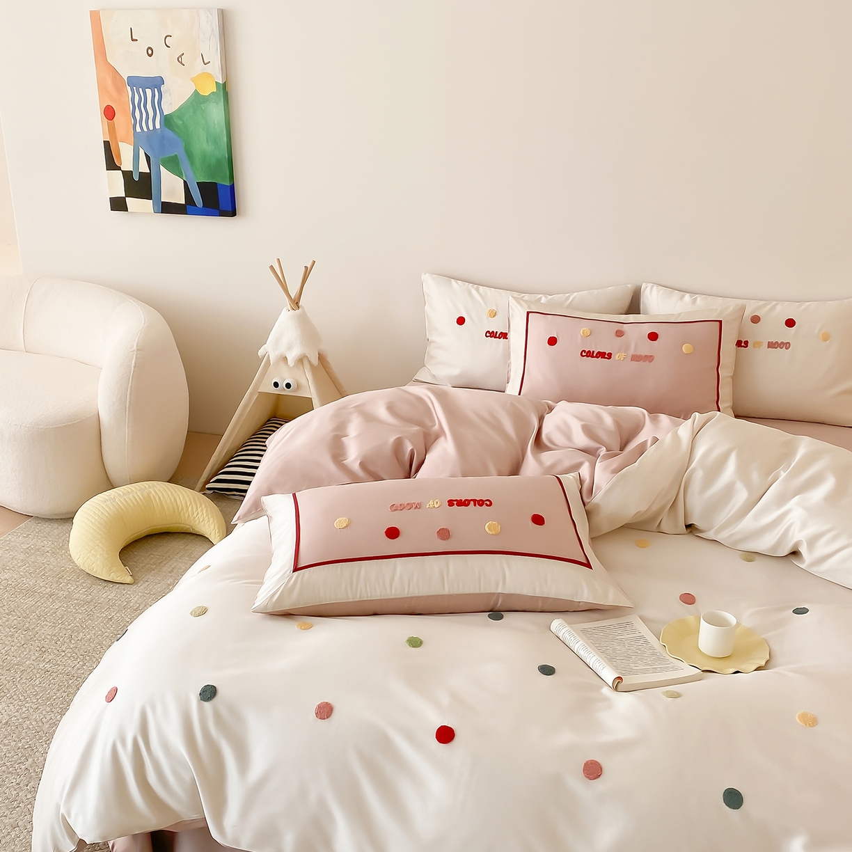 91家纺网 家纺一手货源 找家纺 时亿家居 2025新款天丝夏被四件套-缤纷彩虹糖系列 缤纷彩虹糖 -草莓味