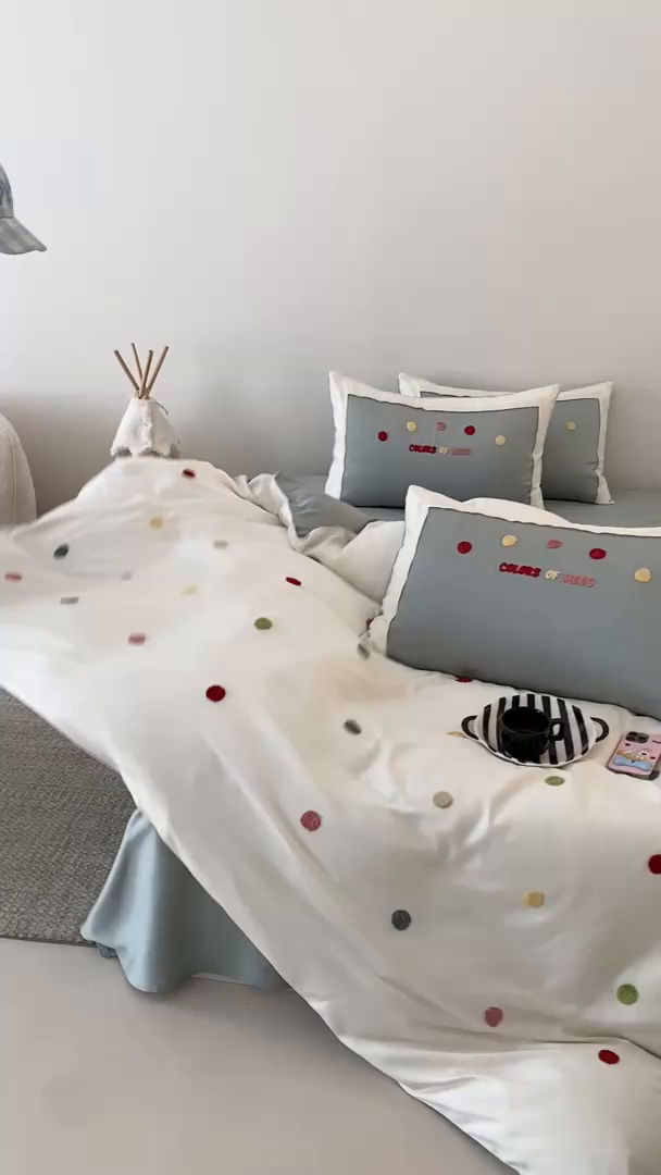 91家纺网 家纺一手货源 找家纺 时亿家居 2025新款天丝夏被四件套-缤纷彩虹糖系列 缤纷彩虹糖 -青柠