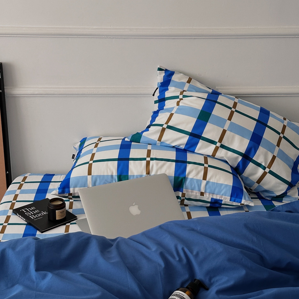 91家纺网 家纺一手货源 找家纺 柚可家居 2025新款40支色织水洗棉四件套-尼维格调 尼维格调（枕套格子）