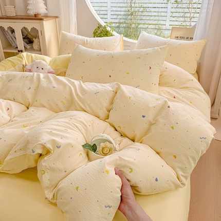 91家纺网 家纺一手货源 找家纺 （总）壹号库家纺 2025新款水洗皱皱纱四件套-简单款