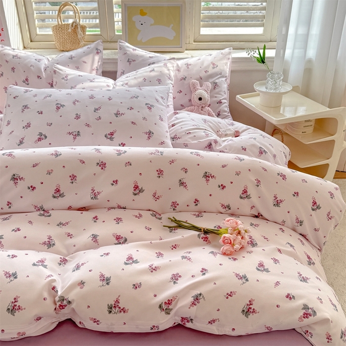 91家纺网 家纺一手货源 找家纺 多品家纺 2025新款ins风水洗棉学生宿舍三件套 紫葡萄