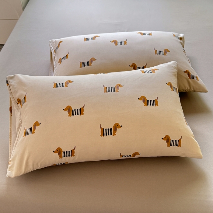 91家纺网 家纺一手货源 找家纺 多品家纺 2025新款ins风水洗棉学生宿舍三件套 复古狗