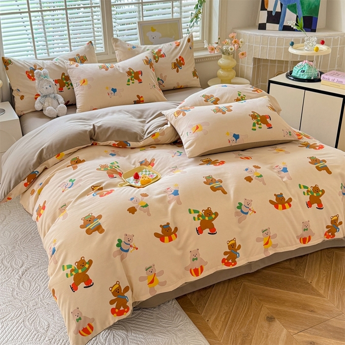 91家纺网 家纺一手货源 找家纺 多品家纺 2025新款ins风水洗棉学生宿舍三件套 欢乐世界