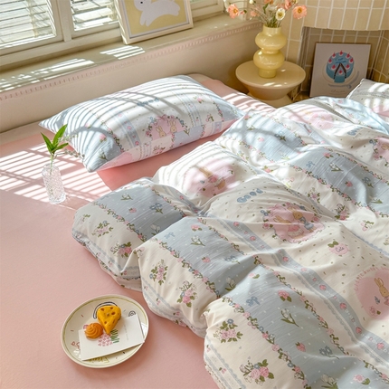 91家纺网 家纺一手货源 找家纺 （总）多品家纺 2025新款ins风水洗棉学生宿舍三件套