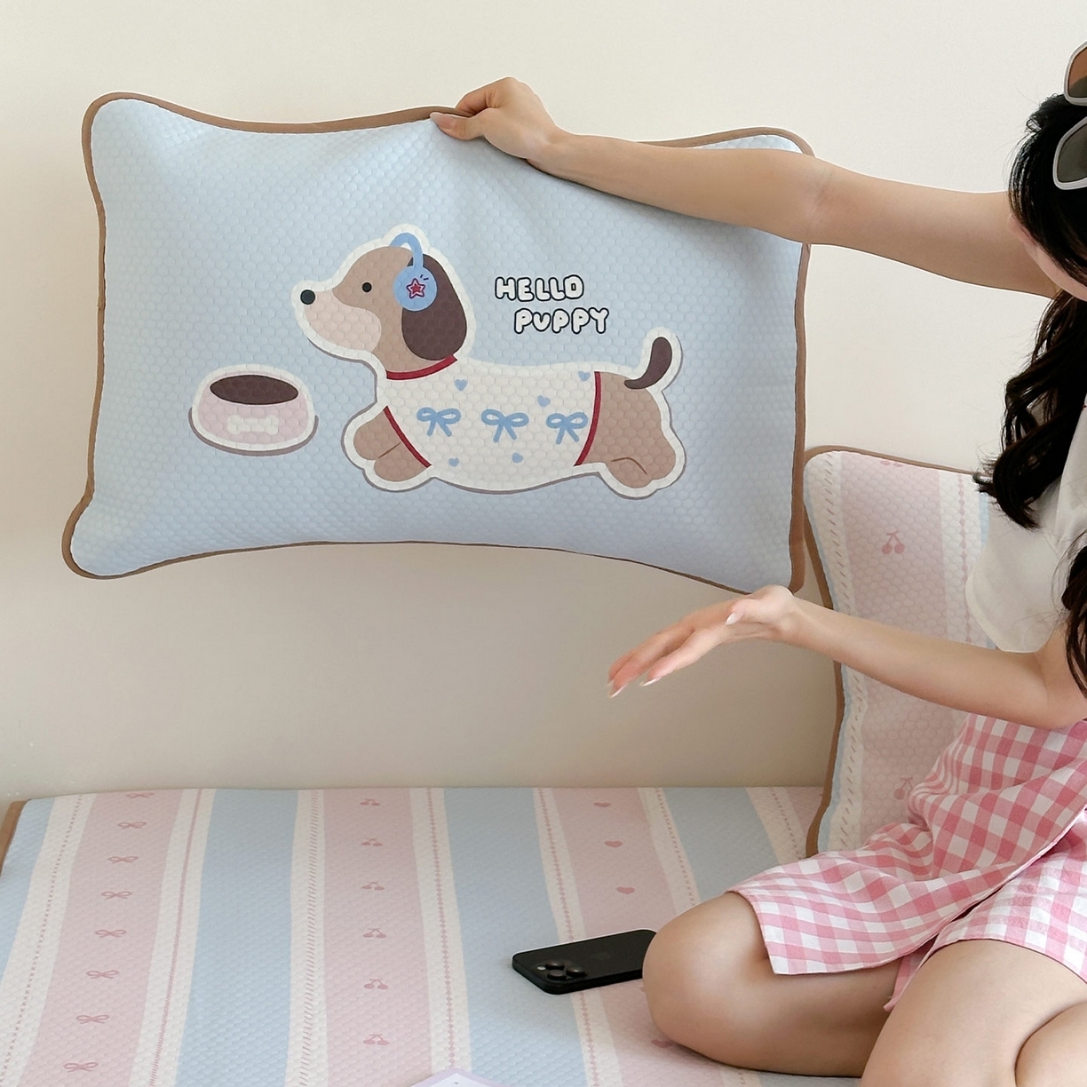 91家纺网 家纺一手货源 找家纺 （总）RYB红黄兰 2025新款ins设计师原创A类数码大版卡通印花冰豆豆席凉席席子