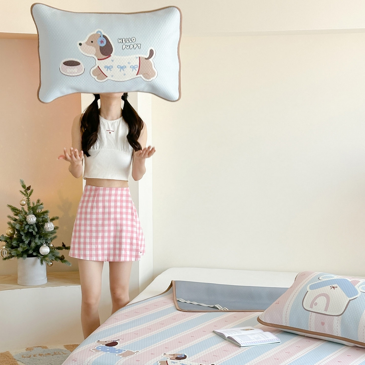 91家纺网 家纺一手货源 找家纺 （总）RYB红黄兰 2025新款ins设计师原创A类数码大版卡通印花冰豆豆席凉席席子