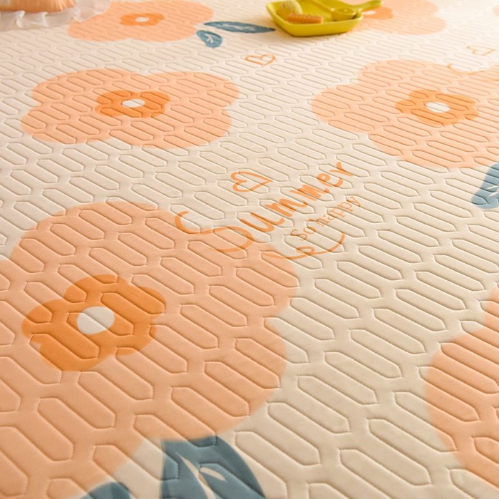 91家纺网 家纺一手货源 找家纺 悦织湾家纺 2025新款A类凉感丝床裙款乳胶凉席席子夏被夏凉被空调被四件套 浪漫花语