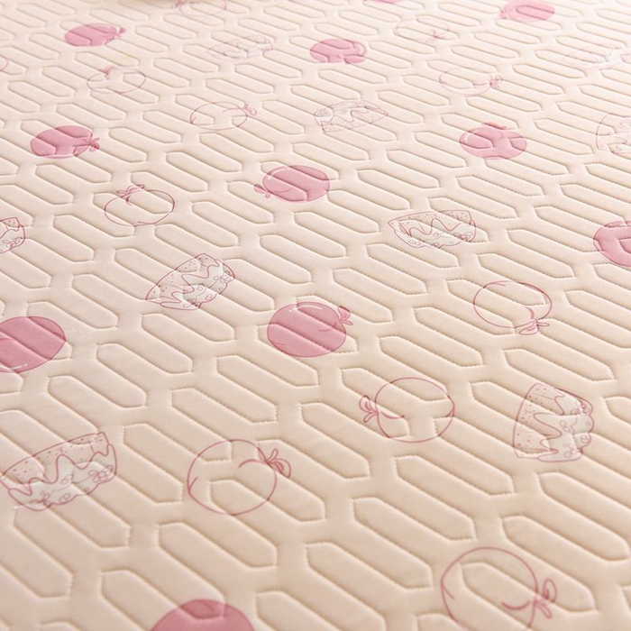 91家纺网 家纺一手货源 找家纺 悦织湾家纺 2025新款A类凉感丝床裙款乳胶凉席席子夏被夏凉被空调被四件套 蜜桃