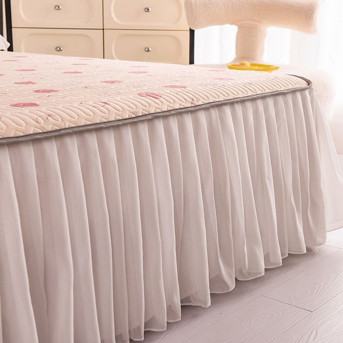 91家纺网 家纺一手货源 找家纺 悦织湾家纺 2025新款A类凉感丝床裙款乳胶凉席席子夏被夏凉被空调被四件套 蜜桃