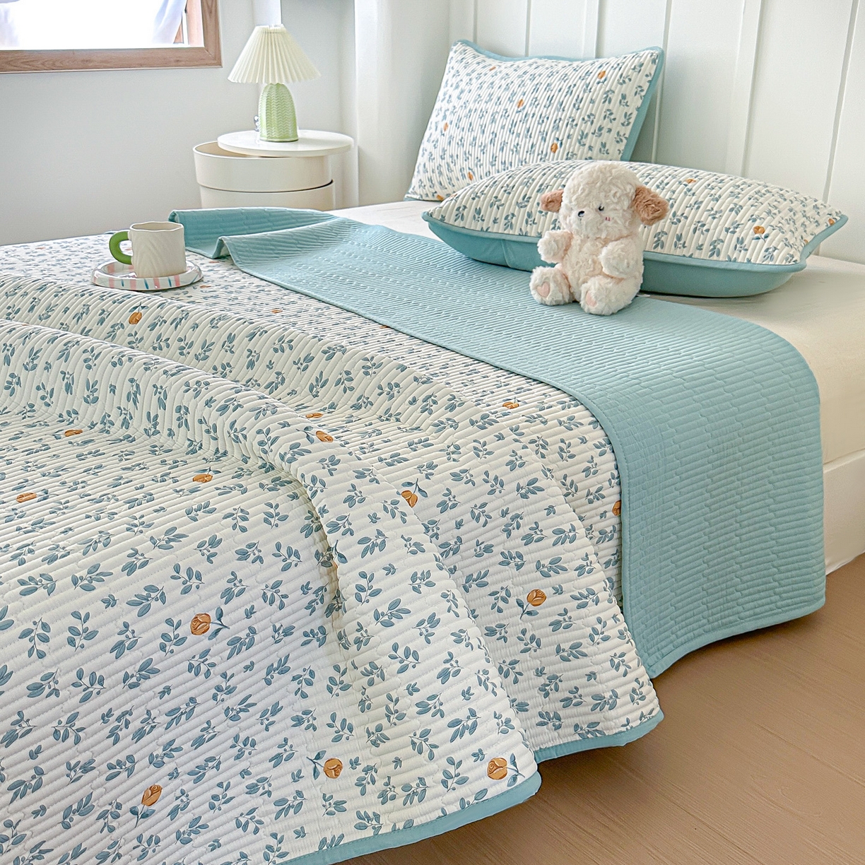 91家纺网 家纺一手货源 找家纺 （总）橘夏家纺 2025新款多功能全棉双面床盖三件套纯棉夹棉加厚床单床垫盖毯