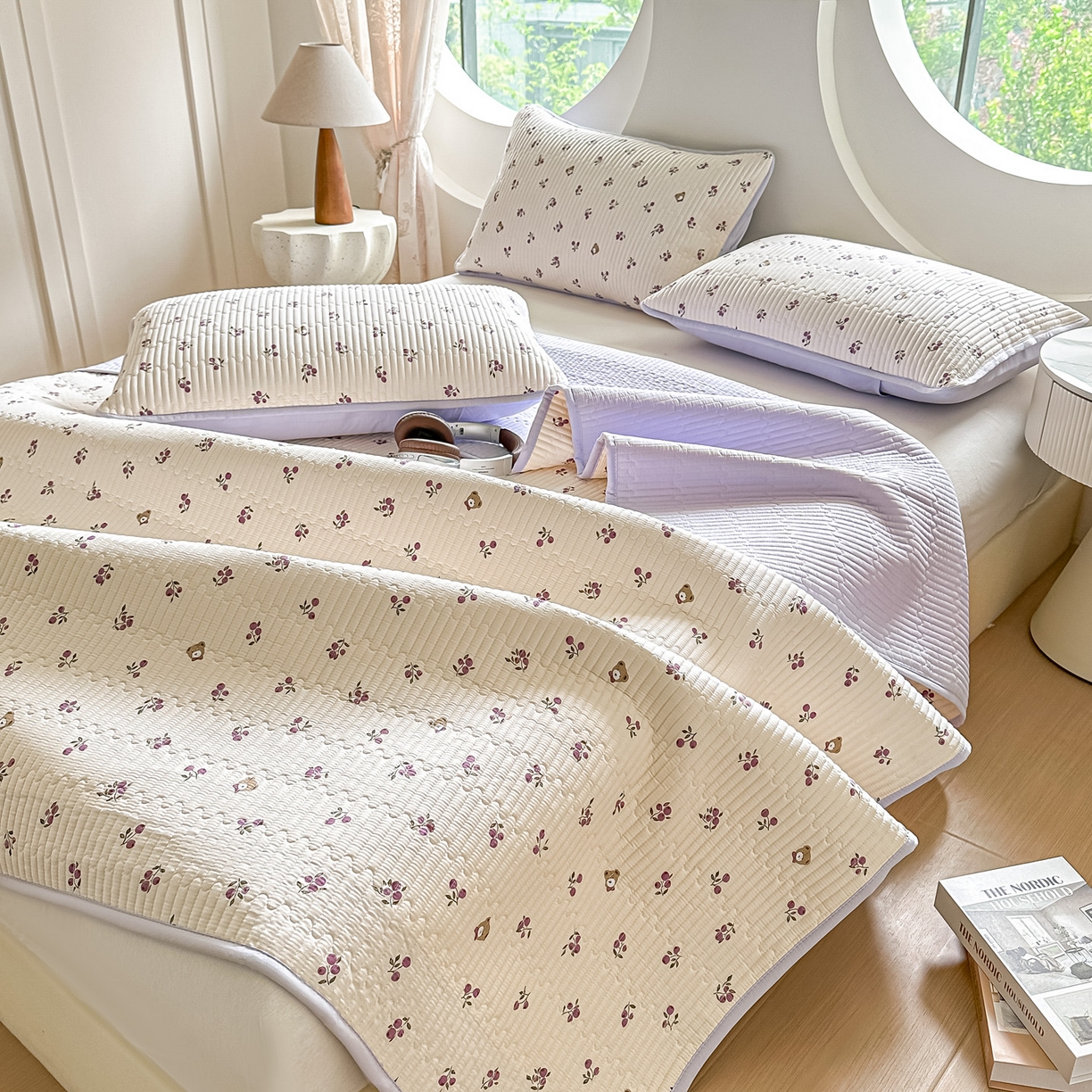 91家纺网 家纺一手货源 找家纺 （总）橘夏家纺 2025新款多功能全棉双面床盖三件套纯棉夹棉加厚床单床垫盖毯