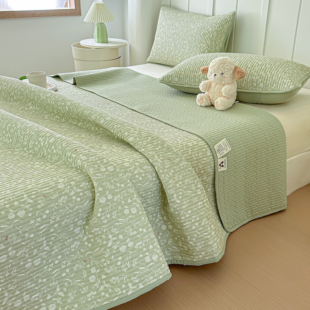 91家纺网 家纺一手货源 找家纺 （总）橘夏家纺 2025新款多功能全棉双面床盖三件套纯棉夹棉加厚床单床垫盖毯