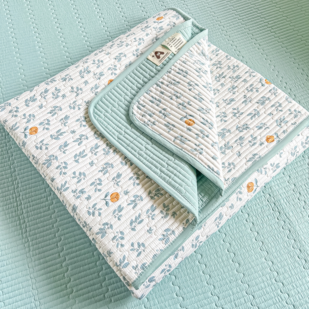 91家纺网 家纺一手货源 找家纺 橘夏家纺 2025新款多功能全棉双面床盖三件套纯棉夹棉加厚床单床垫盖毯 盛开