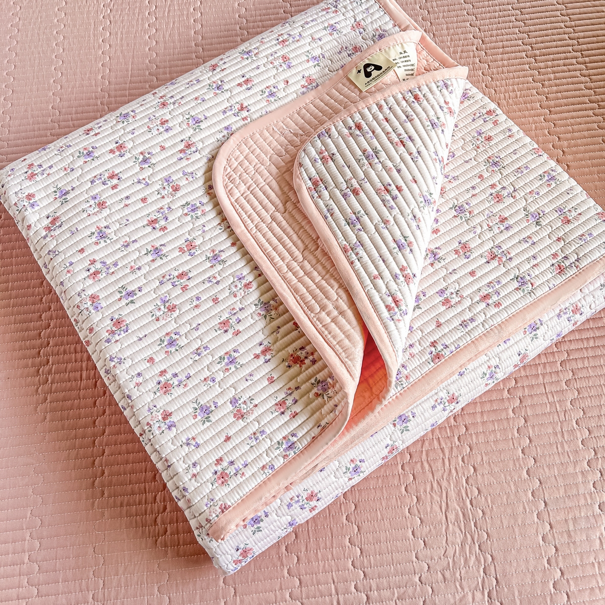 91家纺网 家纺一手货源 找家纺 橘夏家纺 2025新款多功能全棉双面床盖三件套纯棉夹棉加厚床单床垫盖毯 十里飘香