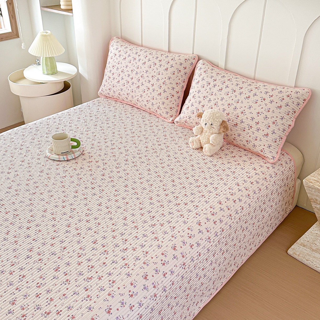 91家纺网 家纺一手货源 找家纺 橘夏家纺 2025新款多功能全棉双面床盖三件套纯棉夹棉加厚床单床垫盖毯 十里飘香