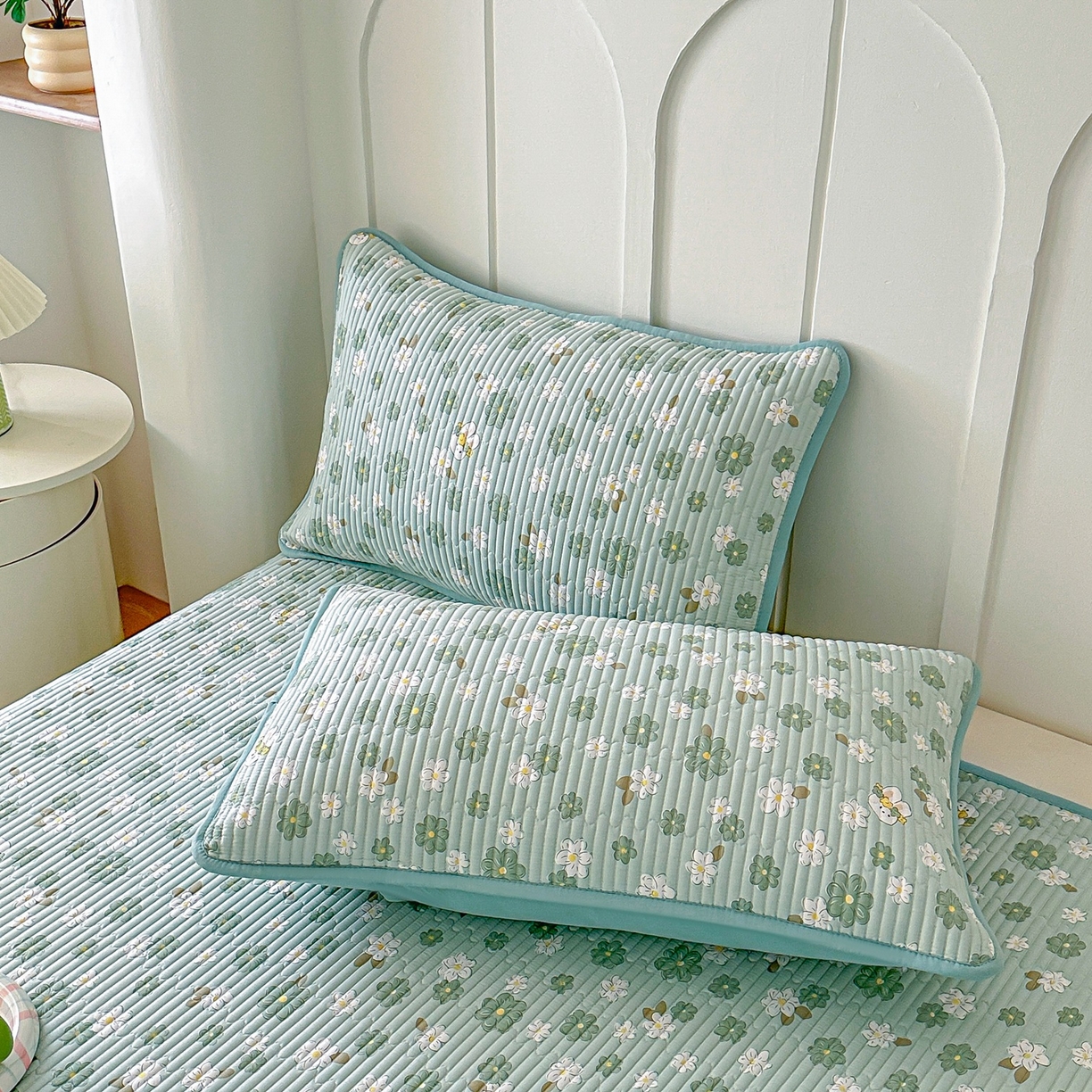 91家纺网 家纺一手货源 找家纺 橘夏家纺 2025新款多功能全棉双面床盖三件套纯棉夹棉加厚床单床垫盖毯 栀香小兔