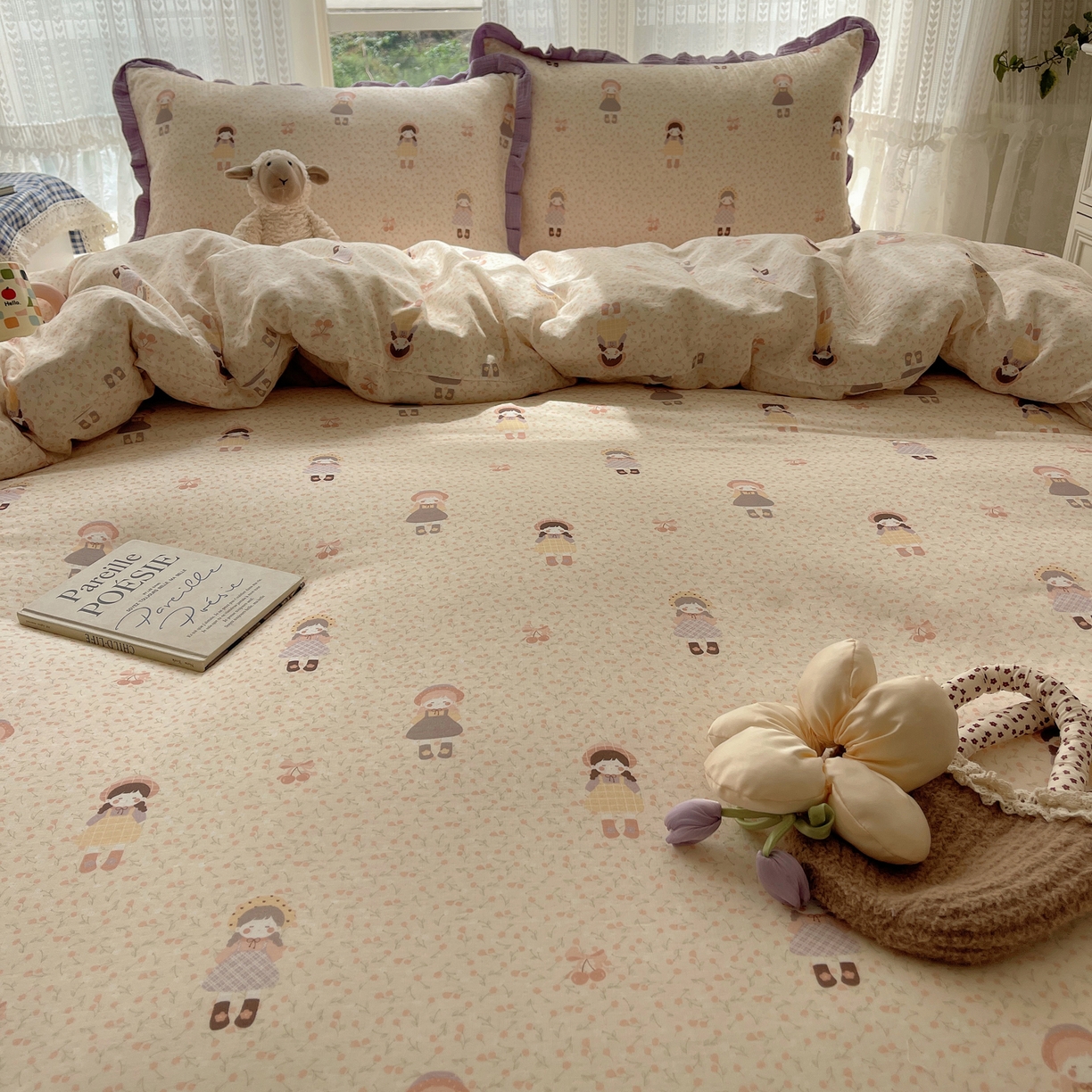 91家纺网 家纺一手货源 找家纺 （总）盼季家纺 2025新款亲肤棉皱皱纱花边四件套