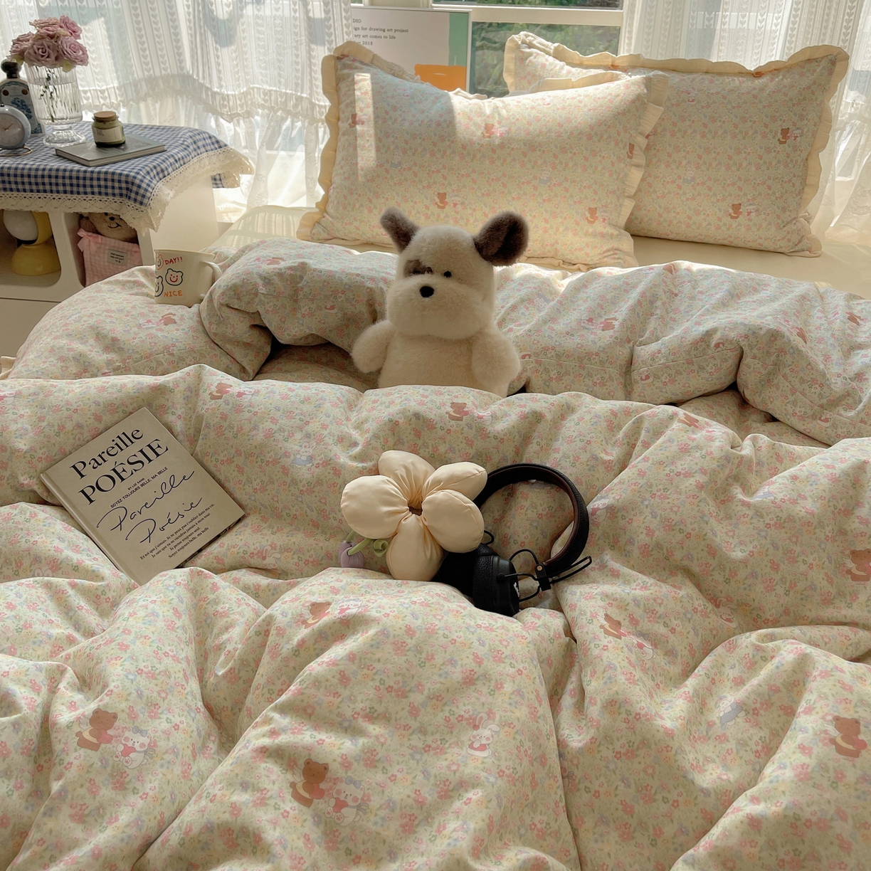 91家纺网 家纺一手货源 找家纺 盼季家纺 2025新款亲肤棉皱皱纱花边四件套 皱皱纱花边-好朋友