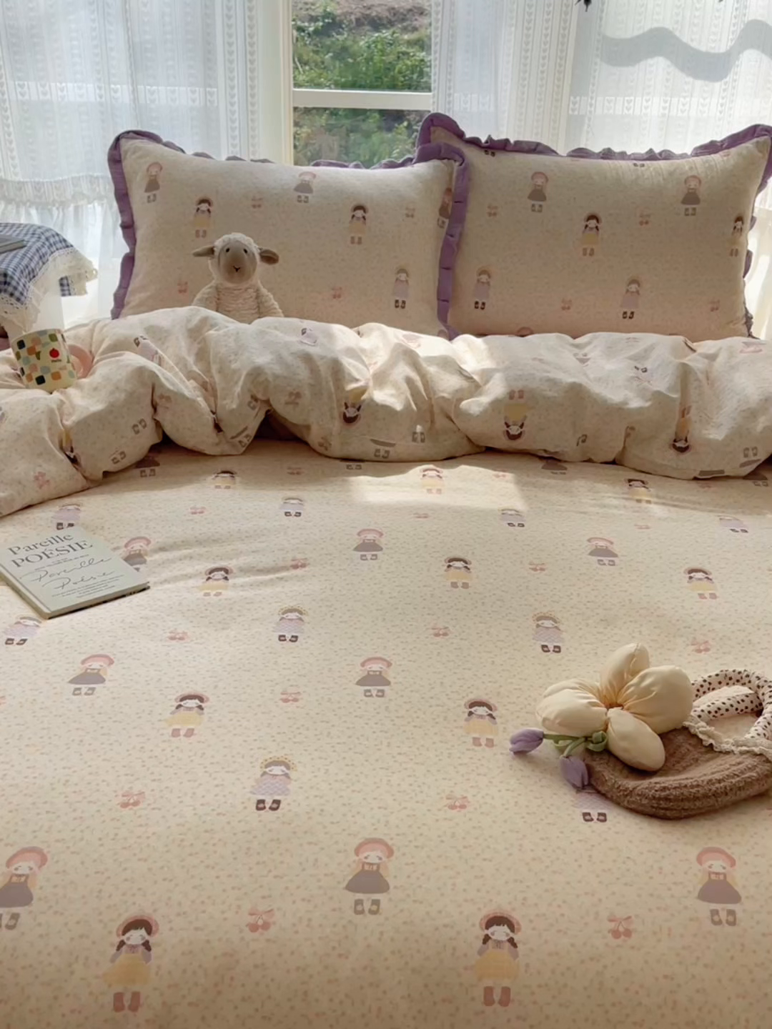 91家纺网 家纺一手货源 找家纺 （总）盼季家纺 2025新款亲肤棉皱皱纱花边四件套