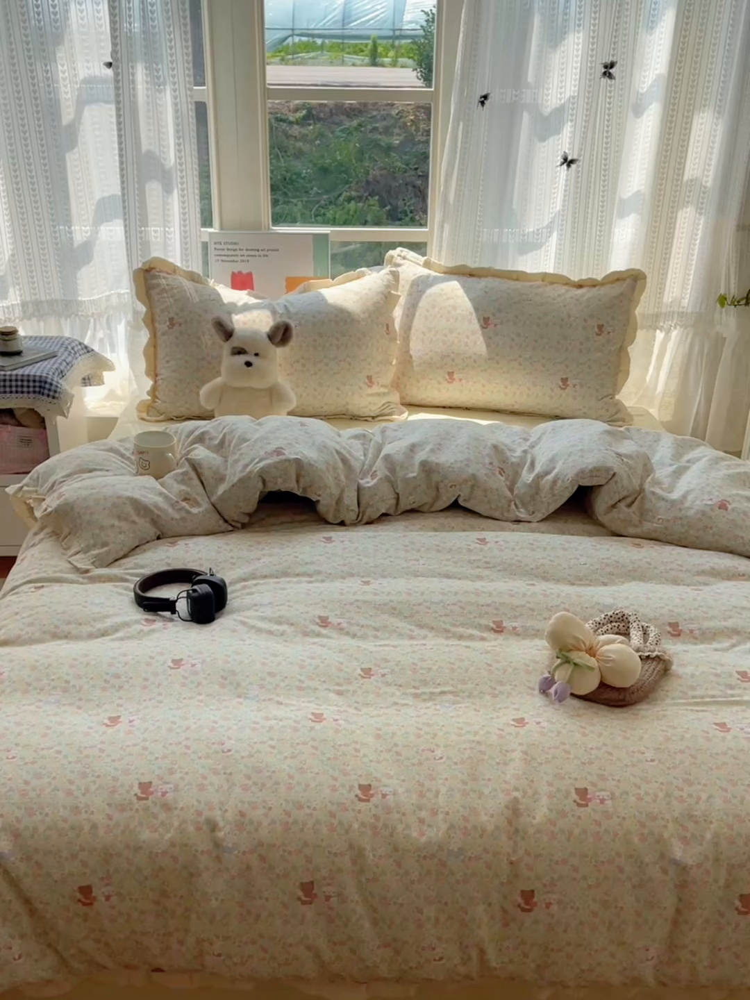 91家纺网 家纺一手货源 找家纺 盼季家纺 2025新款亲肤棉皱皱纱花边四件套 皱皱纱花边-好朋友