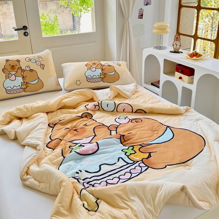 91家纺网 家纺一手货源 找家纺 （总）蘭菲家纺 2025新款凉感丝卡皮巴拉夏被