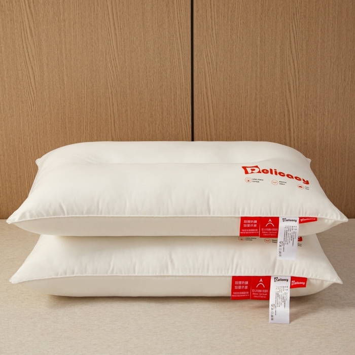 91家纺网 家纺一手货源 找家纺 织布人 2025新款枕芯A类全棉防水防油防污三防功能枕头家用护颈酒店枕芯 A类全棉三防枕-单边低枕 一只装 48x74cm