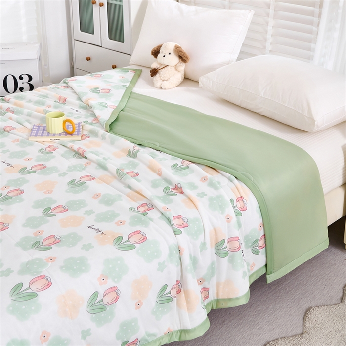 91家纺网 家纺一手货源 找家纺 （总）织布人 2025新款夏被A类凉感丝印花夏凉被空调被双面凉感单夏被子被芯