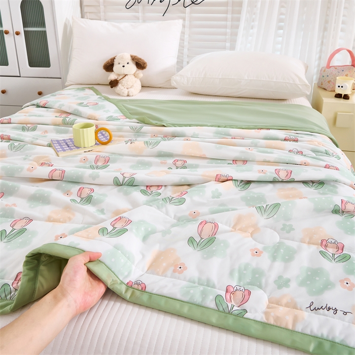 91家纺网 家纺一手货源 找家纺 （总）织布人 2025新款夏被A类凉感丝印花夏凉被空调被双面凉感单夏被子被芯