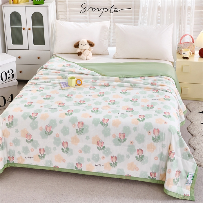 91家纺网 家纺一手货源 找家纺 织布人 2025新款夏被A类凉感丝印花夏凉被空调被双面凉感单夏被子被芯 A类凉感夏被-富贵满园