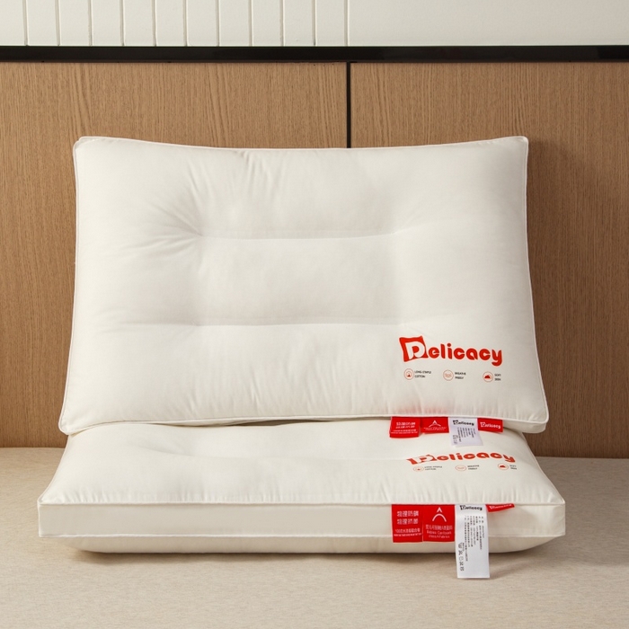 91家纺网 家纺一手货源 找家纺 织布人 2025新款枕芯A类全棉防水防油防污三防功能枕头家用护颈酒店枕芯 A类全棉三防枕-护颈中枕 一只装 48x74cm