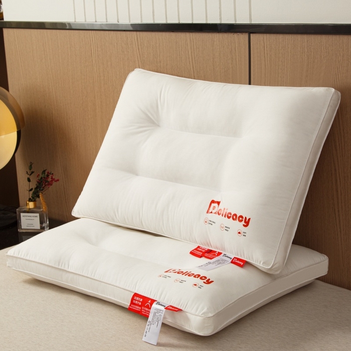 91家纺网 家纺一手货源 找家纺 织布人 2025新款枕芯A类全棉防水防油防污三防功能枕头家用护颈酒店枕芯 A类全棉三防枕-护颈中枕 一只装 48x74cm