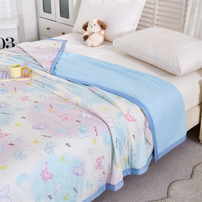 91家纺网 家纺一手货源 找家纺 织布人 2025新款夏被A类凉感丝印花夏凉被空调被双面凉感单夏被子被芯 A类凉感夏被-蝴蝶