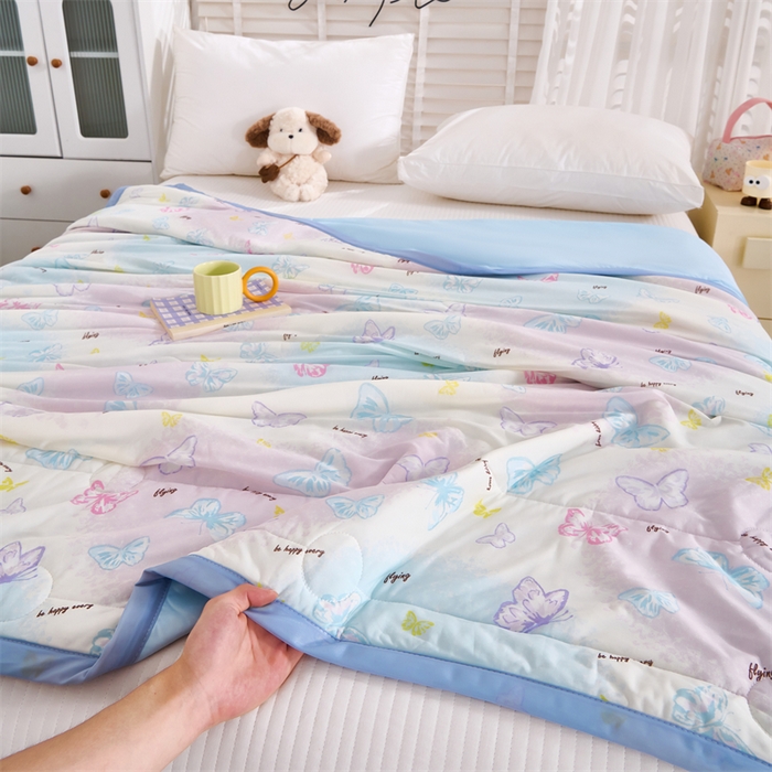 91家纺网 家纺一手货源 找家纺 织布人 2025新款夏被A类凉感丝印花夏凉被空调被双面凉感单夏被子被芯 A类凉感夏被-蝴蝶