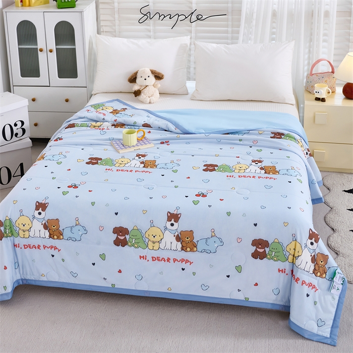 91家纺网 家纺一手货源 找家纺 织布人 2025新款夏被A类凉感丝印花夏凉被空调被双面凉感单夏被子被芯 A类凉感夏被-卡通乐园