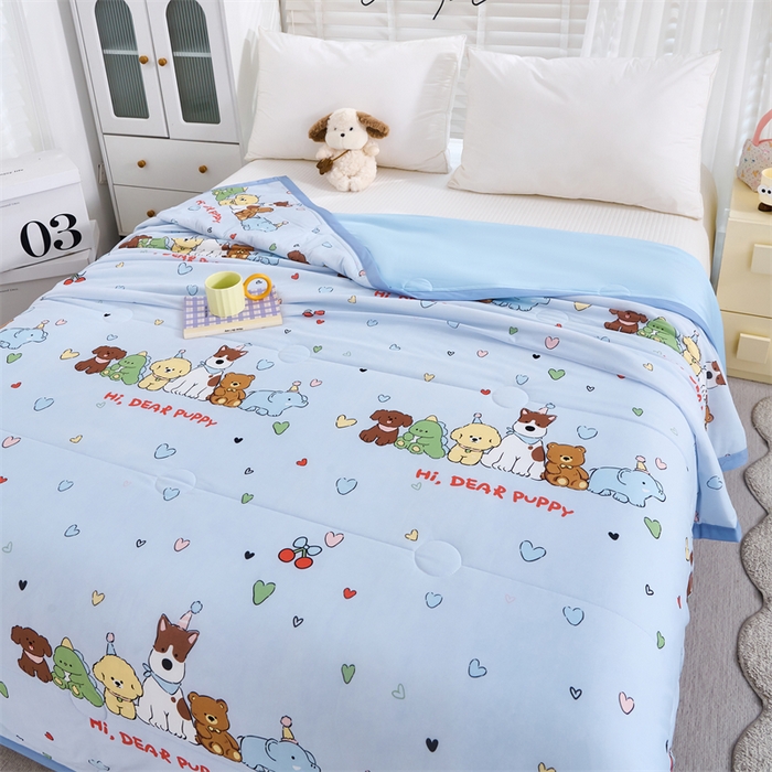 91家纺网 家纺一手货源 找家纺 织布人 2025新款夏被A类凉感丝印花夏凉被空调被双面凉感单夏被子被芯 A类凉感夏被-卡通乐园