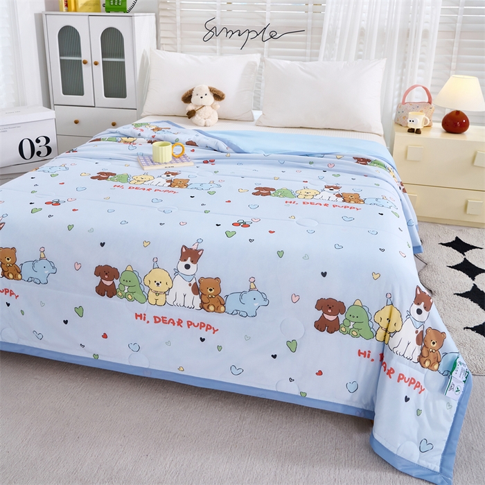 91家纺网 家纺一手货源 找家纺 织布人 2025新款夏被A类凉感丝印花夏凉被空调被双面凉感单夏被子被芯 A类凉感夏被-卡通乐园