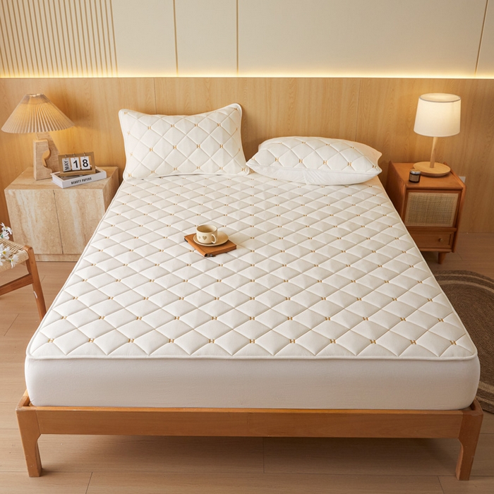 91家纺网 家纺一手货源 找家纺 芬晴家纺 2025新款A类母婴全棉H水洗棉床笠 H-白