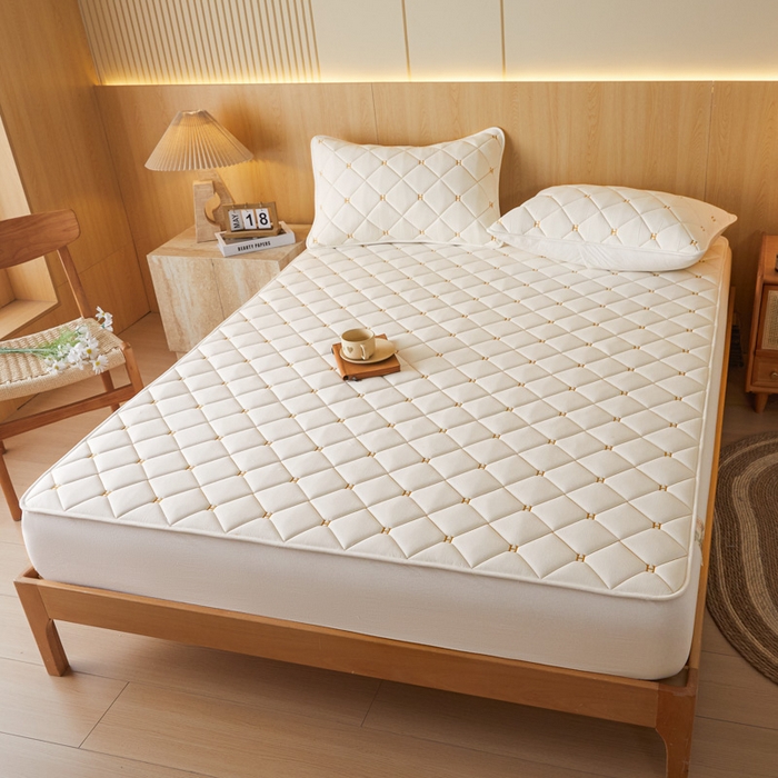 91家纺网 家纺一手货源 找家纺 芬晴家纺 2025新款A类母婴全棉H水洗棉床笠 H-白