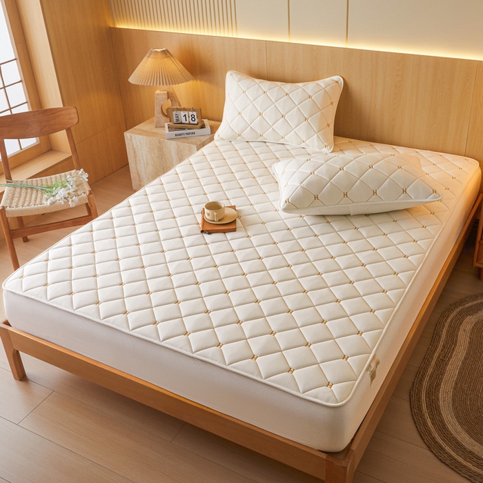 91家纺网 家纺一手货源 找家纺 芬晴家纺 2025新款A类母婴全棉H水洗棉床笠 H-白