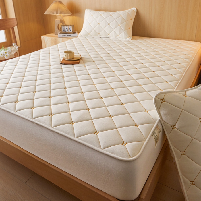 91家纺网 家纺一手货源 找家纺 芬晴家纺 2025新款A类母婴全棉H水洗棉床笠 H-白