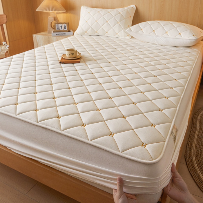 91家纺网 家纺一手货源 找家纺 芬晴家纺 2025新款A类母婴全棉H水洗棉床笠 H-白