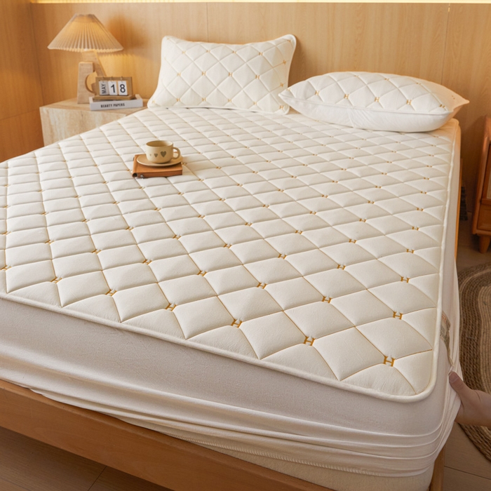 91家纺网 家纺一手货源 找家纺 芬晴家纺 2025新款A类母婴全棉H水洗棉床笠 H-白