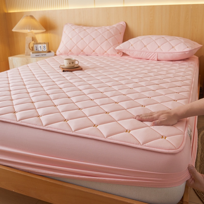 91家纺网 家纺一手货源 找家纺 芬晴家纺 2025新款A类母婴全棉H水洗棉床笠 H-嫩粉