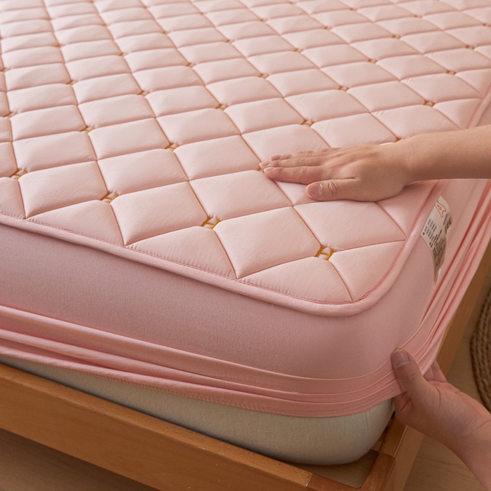 91家纺网 家纺一手货源 找家纺 芬晴家纺 2025新款A类母婴全棉H水洗棉床笠 H-嫩粉