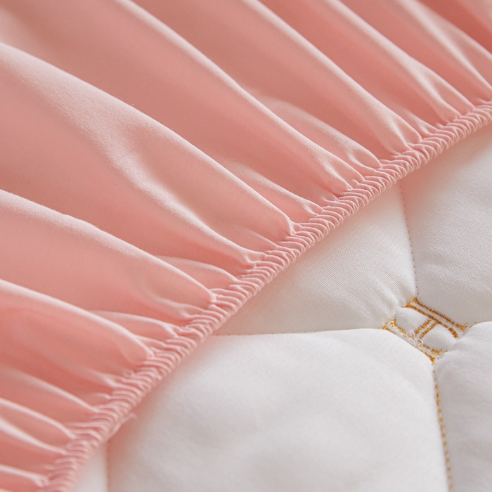 91家纺网 家纺一手货源 找家纺 芬晴家纺 2025新款A类母婴全棉H水洗棉床笠 H-嫩粉