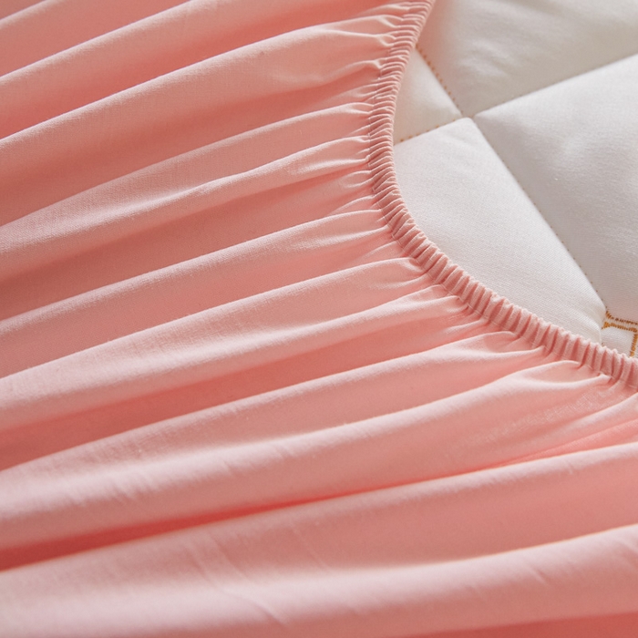 91家纺网 家纺一手货源 找家纺 芬晴家纺 2025新款A类母婴全棉H水洗棉床笠 H-嫩粉